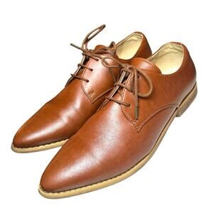 Will’s Vegan Store Women’s Point Toe Derby Shoes Brown Size 8 (39)